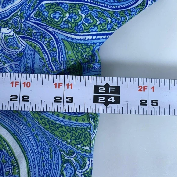 Talbots Shirt Womens 14W Blue Green Paisley Wrinkle Resistant Blouse Cotton - Picture 7 of 11